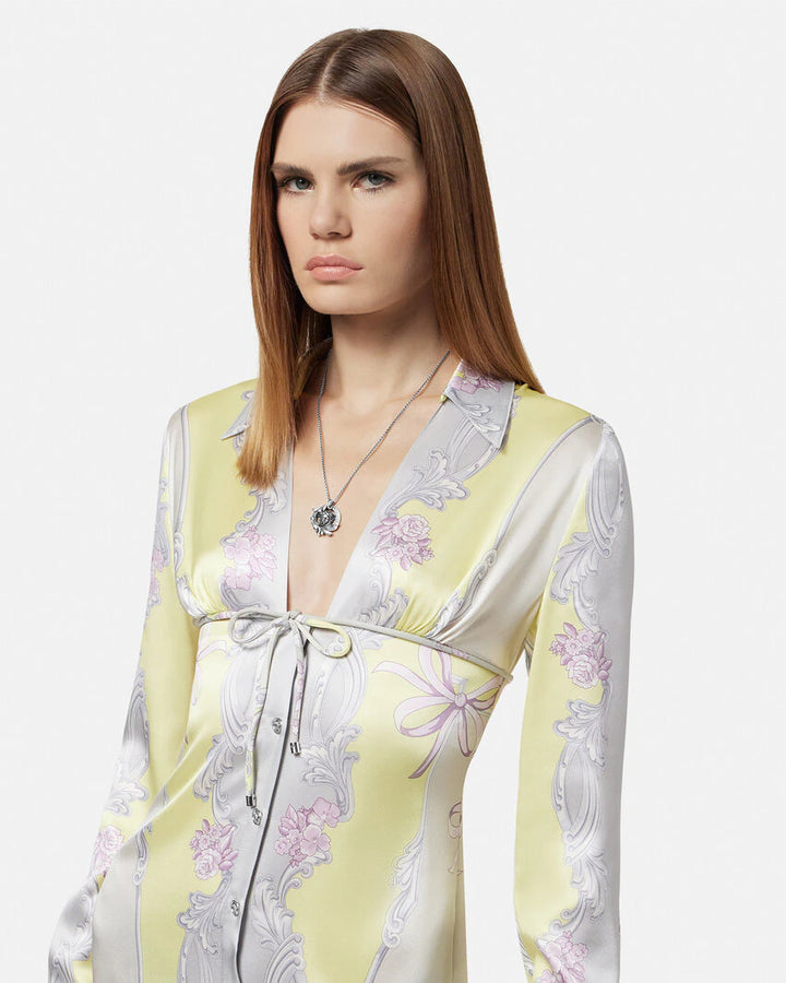 VERSACE CAMEO SILK MIDI SHIRT DRESS