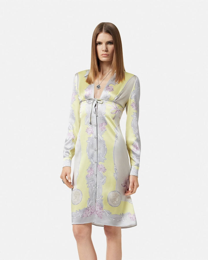 VERSACE CAMEO SILK MIDI SHIRT DRESS