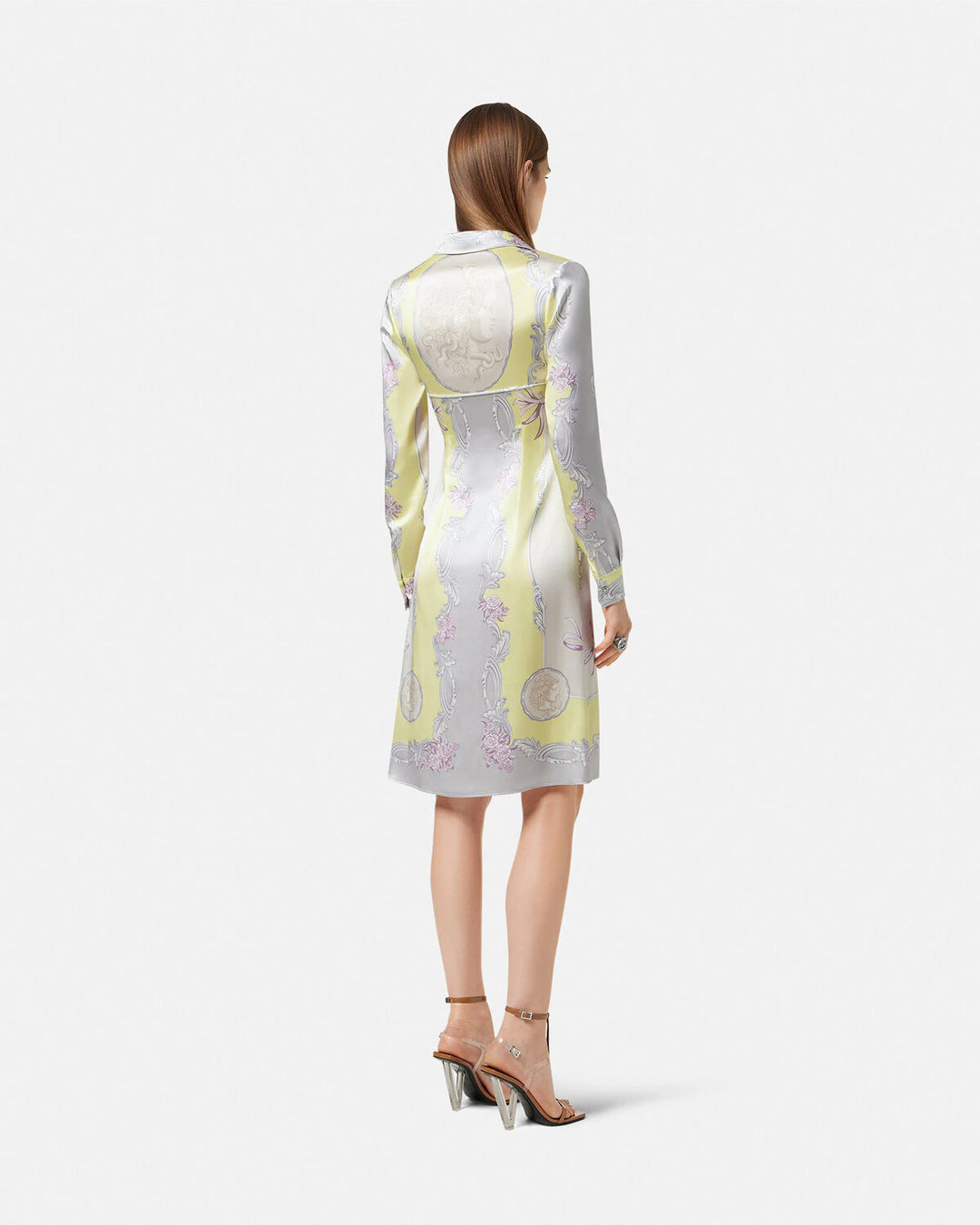 VERSACE CAMEO SILK MIDI SHIRT DRESS