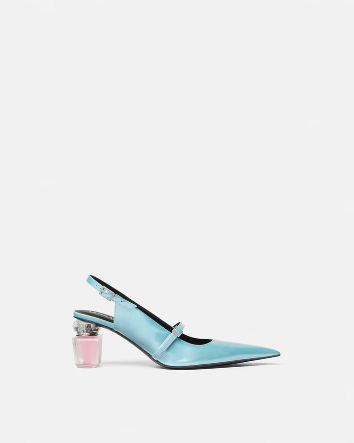 VERSACE Bright Crystal Patent Slingback Pumps 70 mm