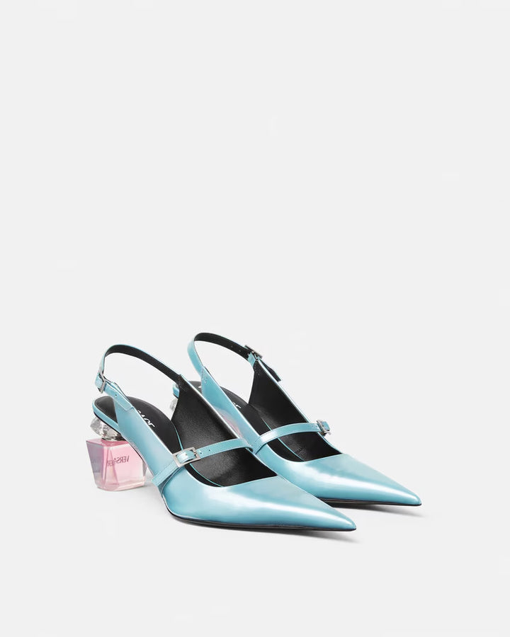 VERSACE Bright Crystal Patent Slingback Pumps 70 mm