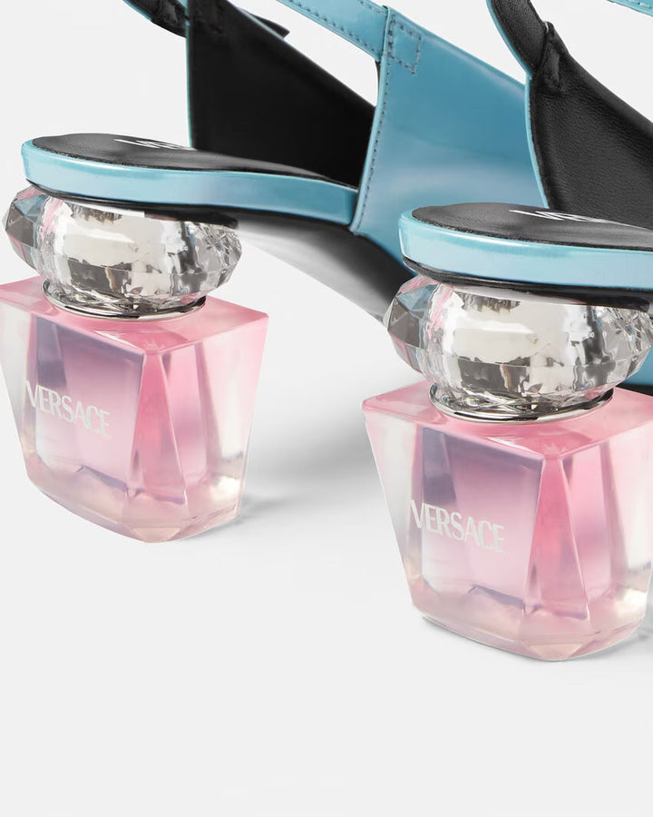 VERSACE Bright Crystal Patent Slingback Pumps 70 mm