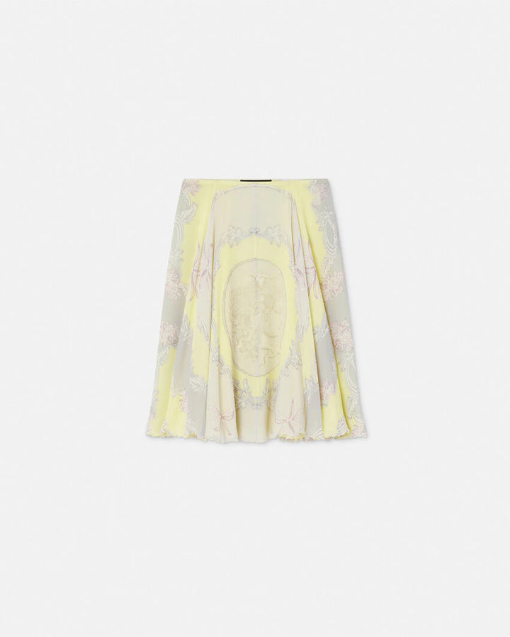 VERSACE CAMEO SILK CRÊPE FLOWY MIDI SKIRT