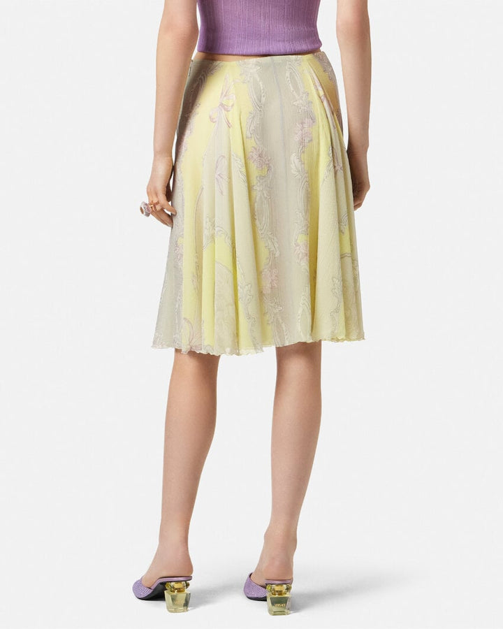 VERSACE CAMEO SILK CRÊPE FLOWY MIDI SKIRT