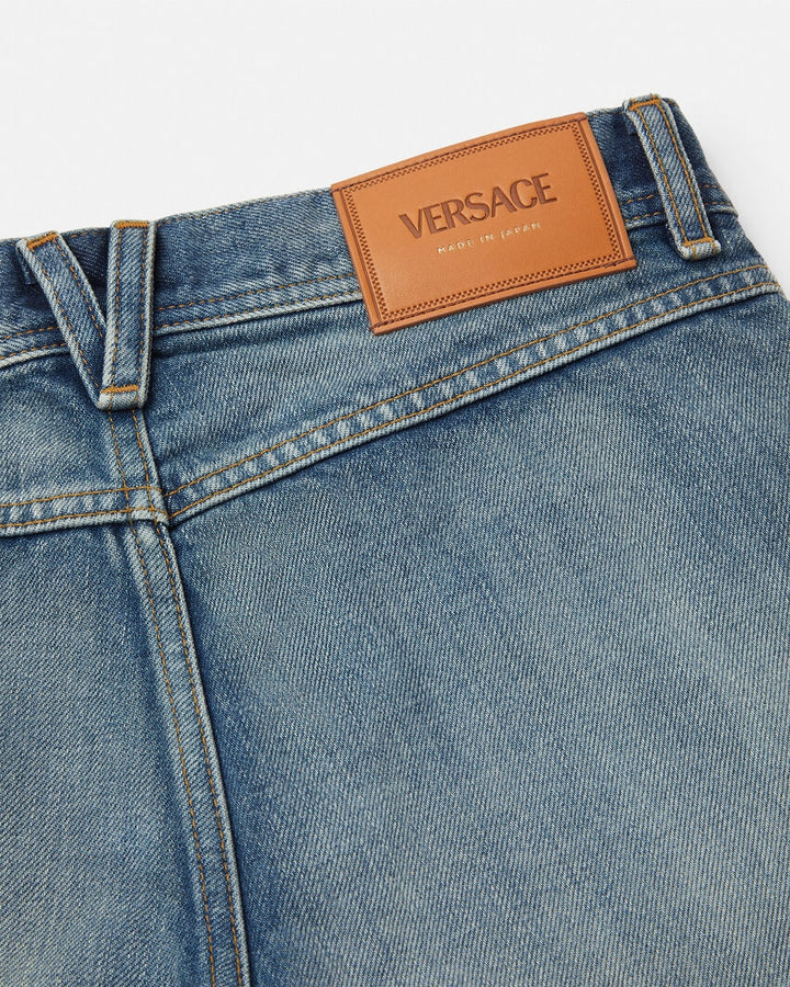 VERSACE MADE IN JAPAN LOW-WAIST DENIM SHORTS