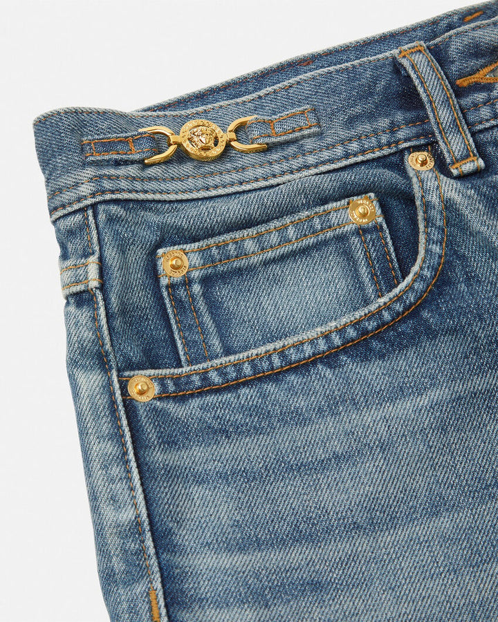 VERSACE MADE IN JAPAN LOW-WAIST DENIM SHORTS
