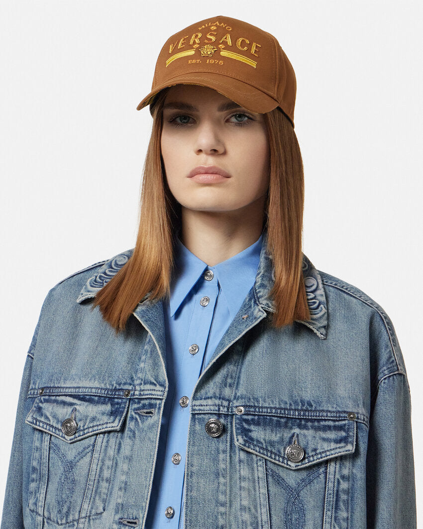 VERSACE EMBROIDERED LOGO BASEBALL CAP