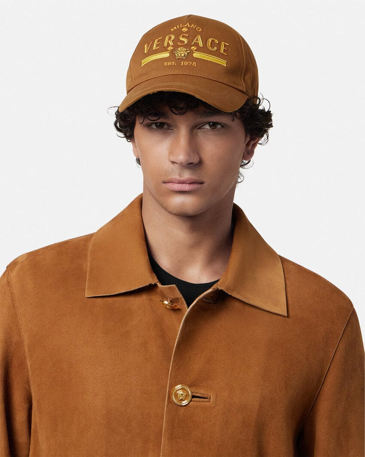 VERSACE EMBROIDERED LOGO BASEBALL CAP