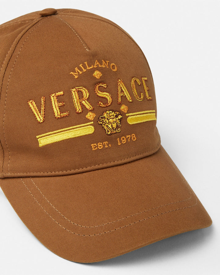 VERSACE EMBROIDERED LOGO BASEBALL CAP