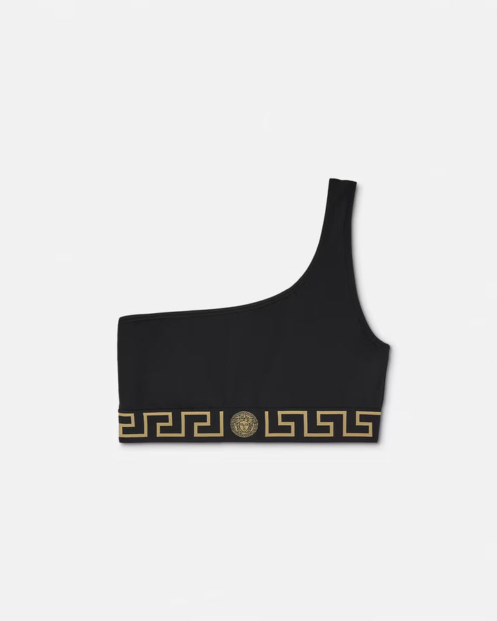 VERSACE Greca Border One-Shoulder Bikini Top