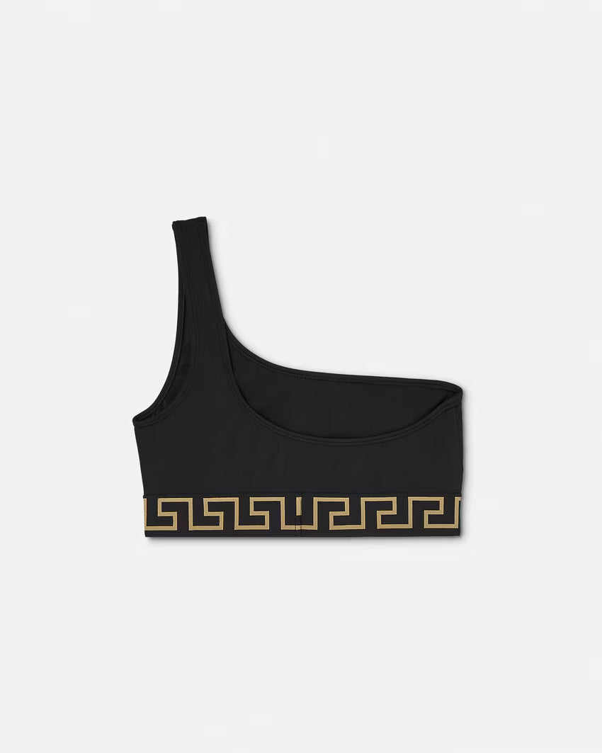 VERSACE Greca Border One-Shoulder Bikini Top