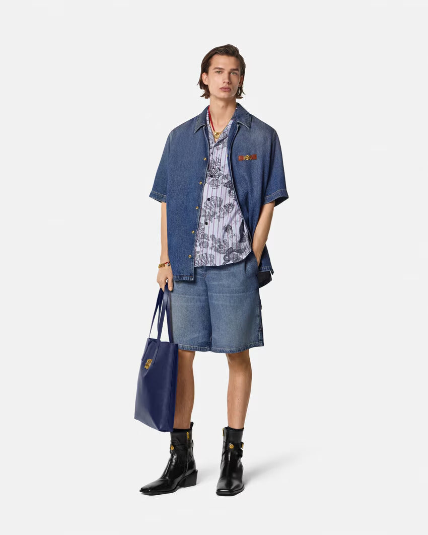 VERSACE Medusa Biggie Denim Shorts