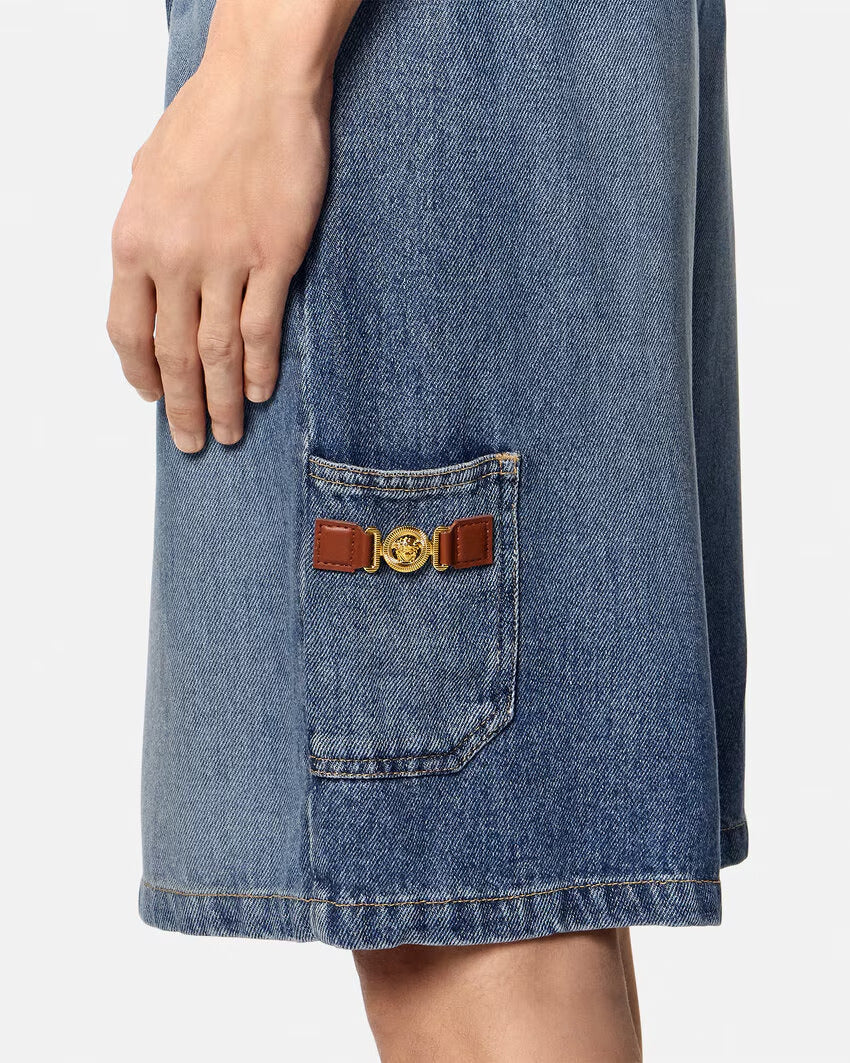 VERSACE Medusa Biggie Denim Shorts