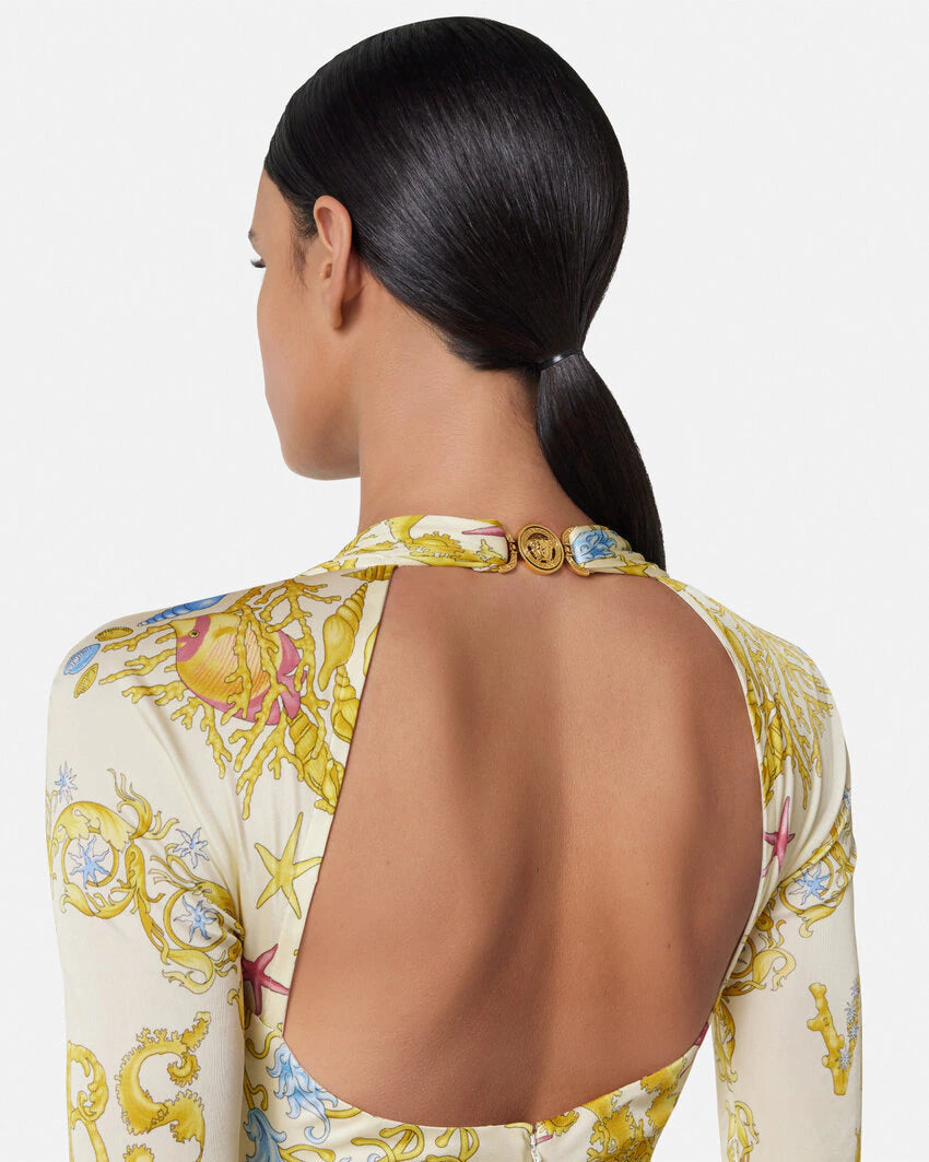 VERSACE SAFETY PIN UNDERWATER BAROCCO MINI DRESS