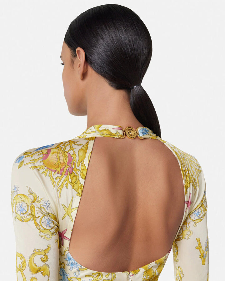VERSACE SAFETY PIN UNDERWATER BAROCCO MINI DRESS