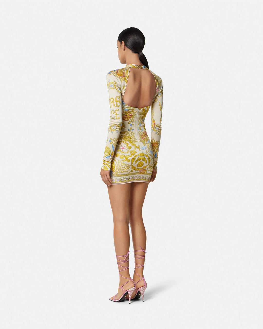 VERSACE SAFETY PIN UNDERWATER BAROCCO MINI DRESS