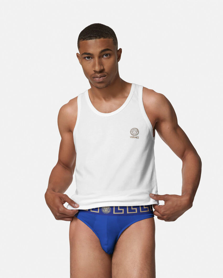 VERSACE GRECA BORDER THONG