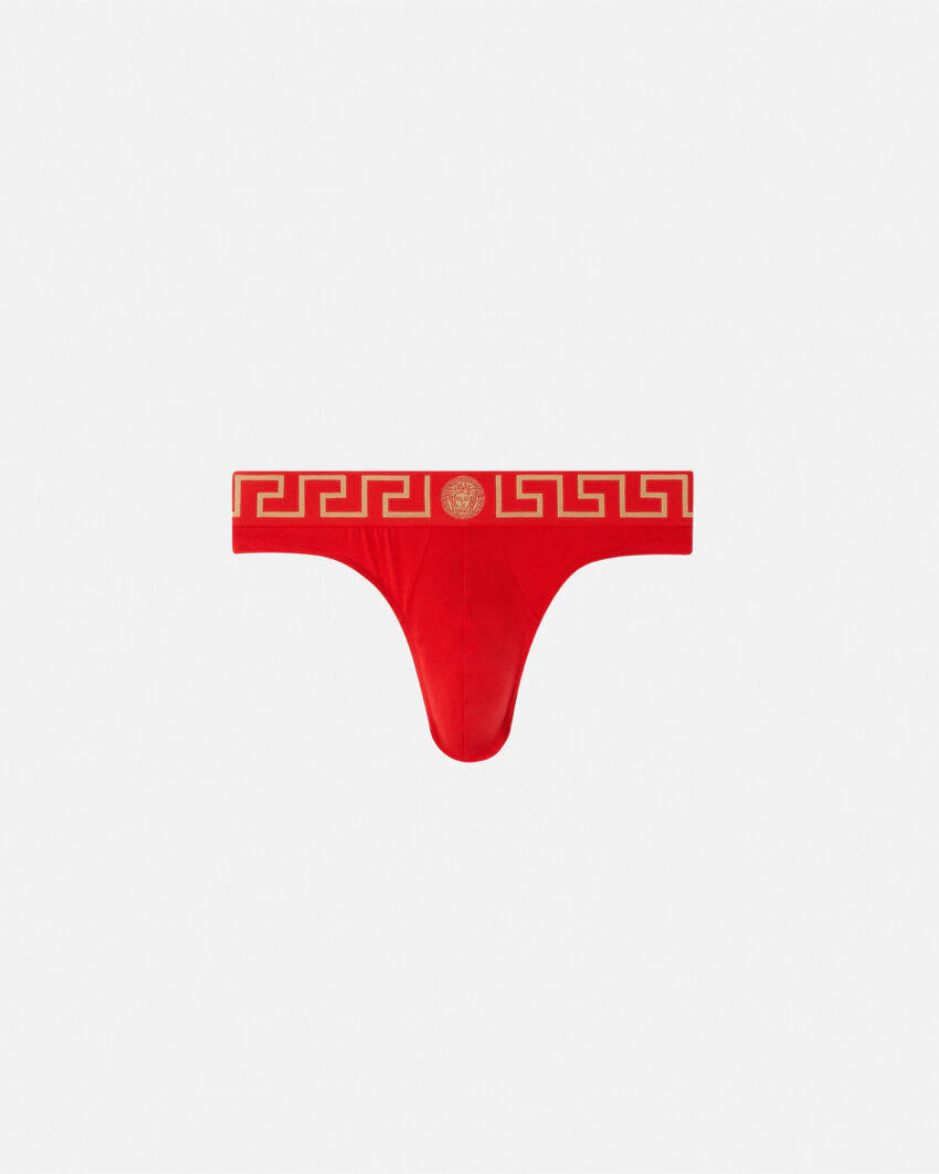 VERSACE GRECA BORDER THONG