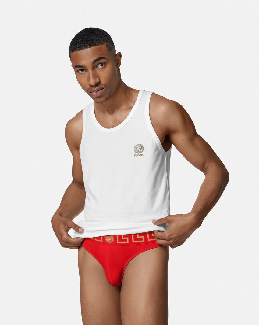 VERSACE GRECA BORDER THONG