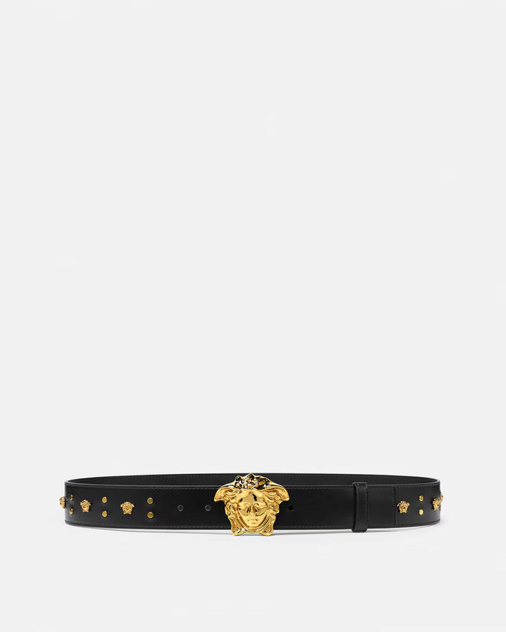 VERSACE Studded Medusa Leather Belt 1.6"