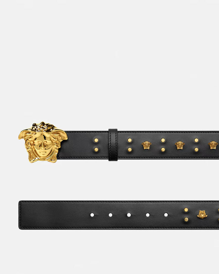 VERSACE Studded Medusa Leather Belt 1.6"