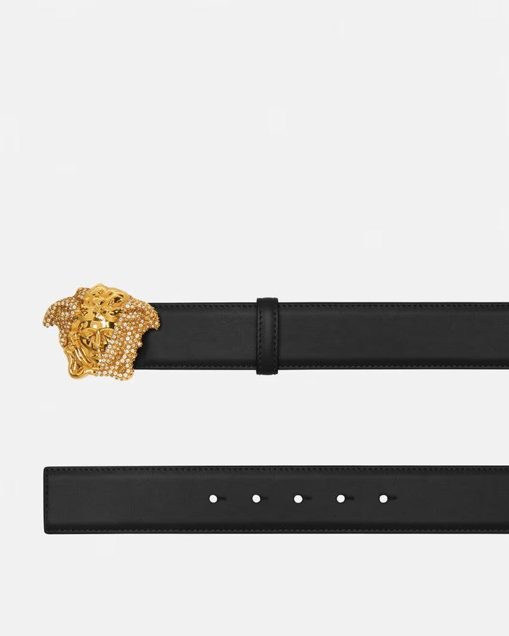 VERSACE  La Medusa Crystal Leather Belt 4 cm
