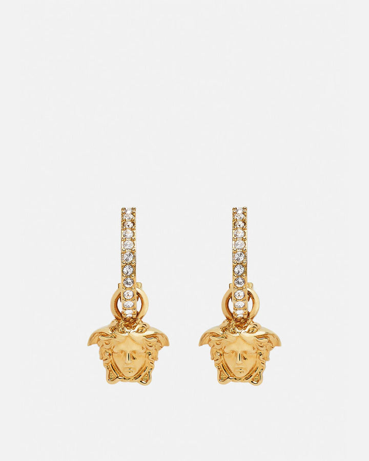 VERSACE CRYSTAL LA MEDUSA HOOP EARRINGS