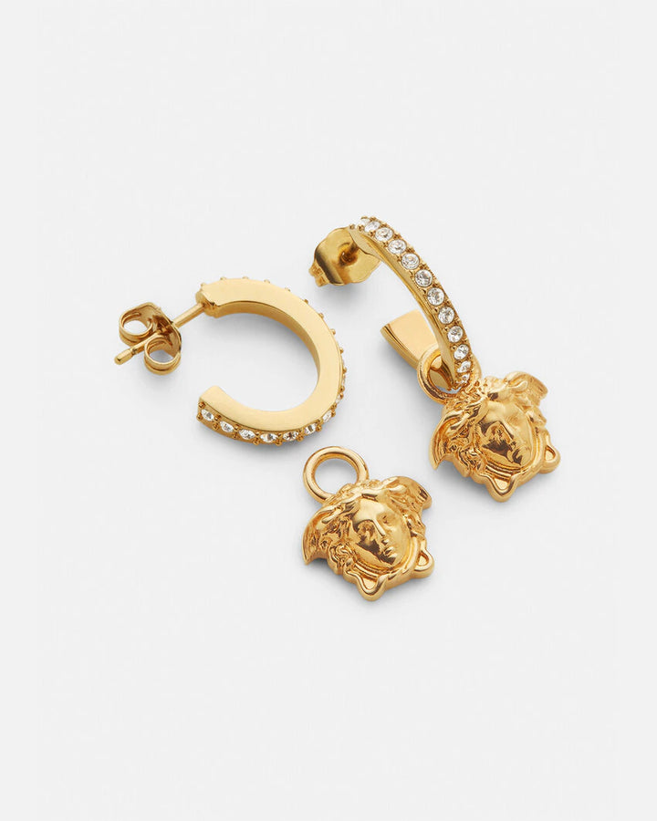 VERSACE CRYSTAL LA MEDUSA HOOP EARRINGS