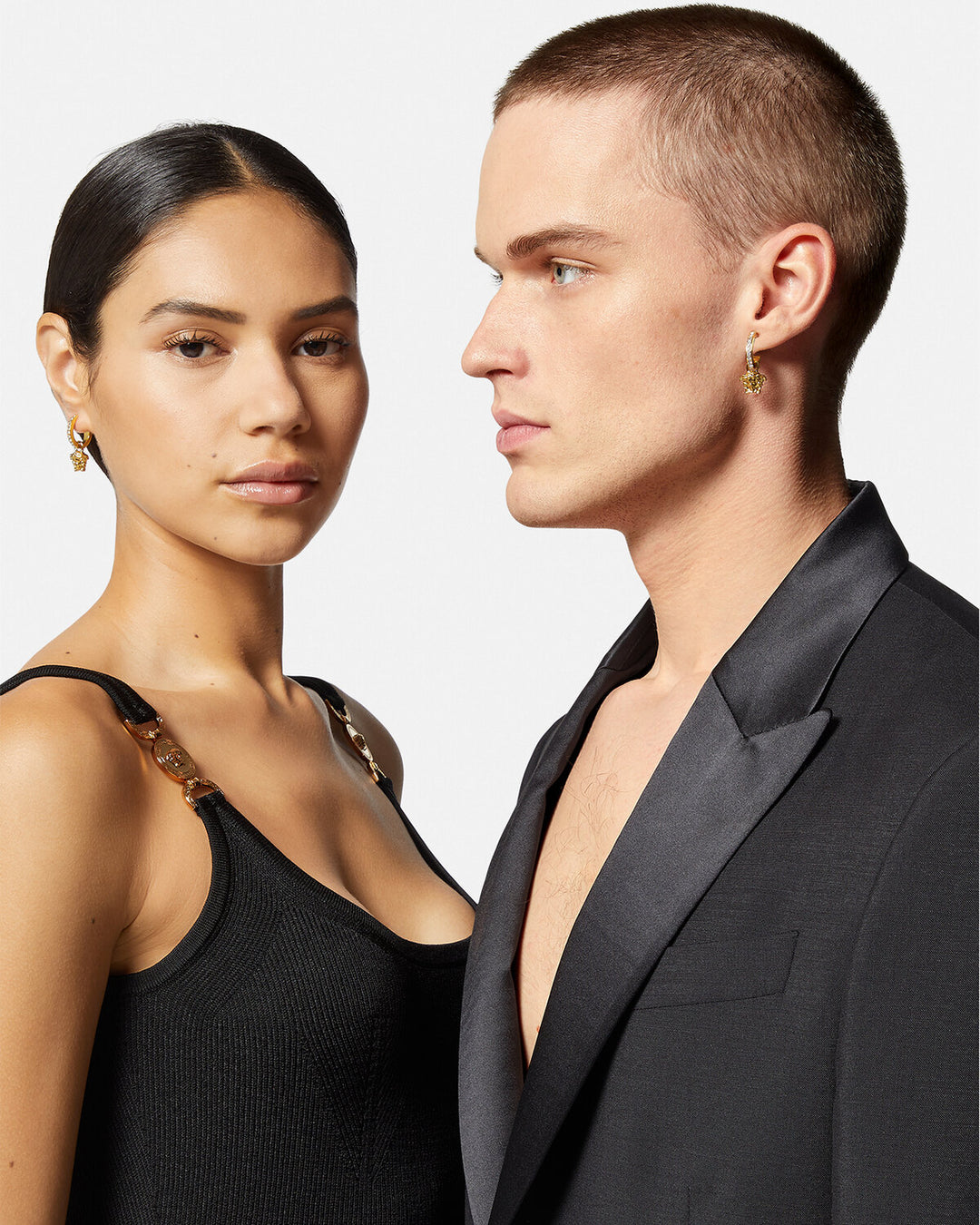 VERSACE CRYSTAL LA MEDUSA HOOP EARRINGS