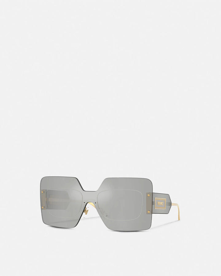 VERSACE DAMIER PLAQUE SQUARED SHIELD SUNGLASSES