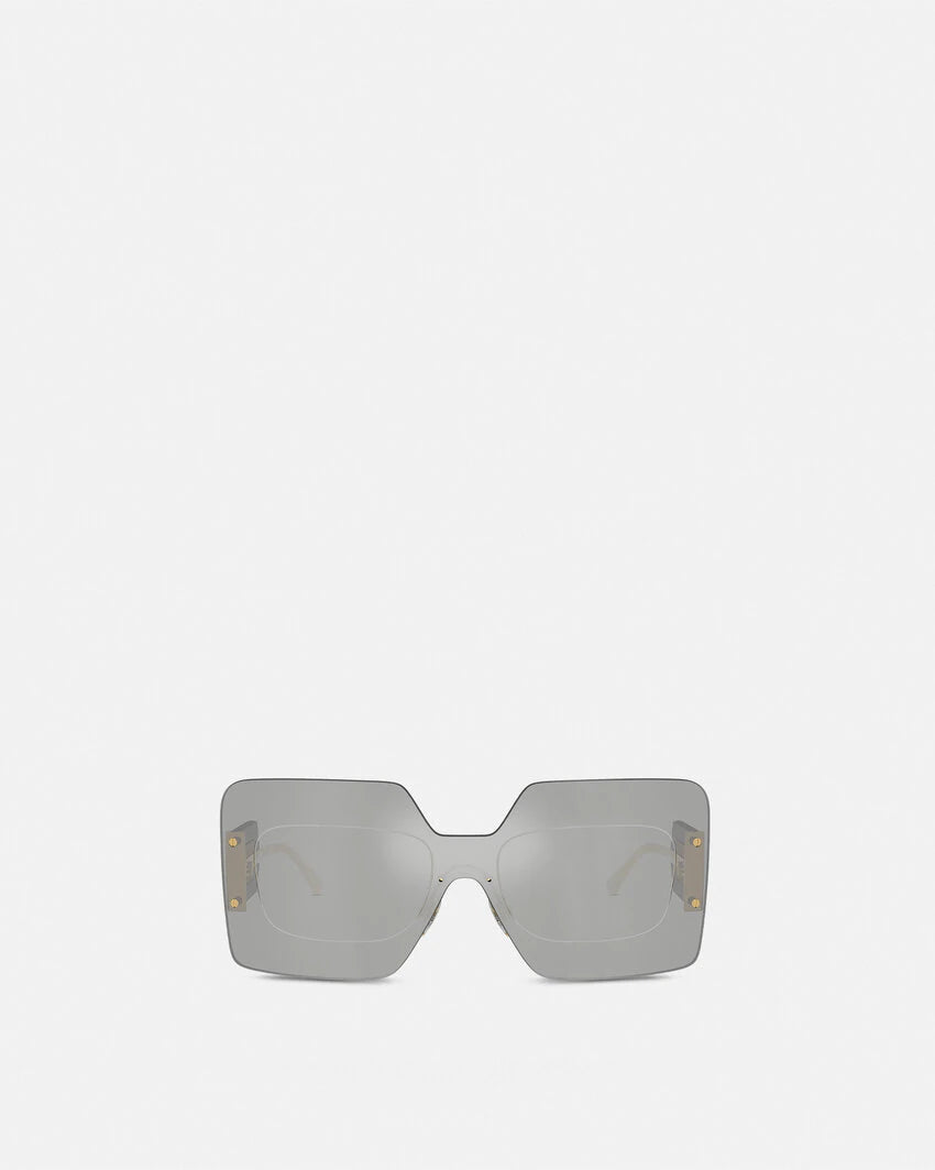VERSACE DAMIER PLAQUE SQUARED SHIELD SUNGLASSES