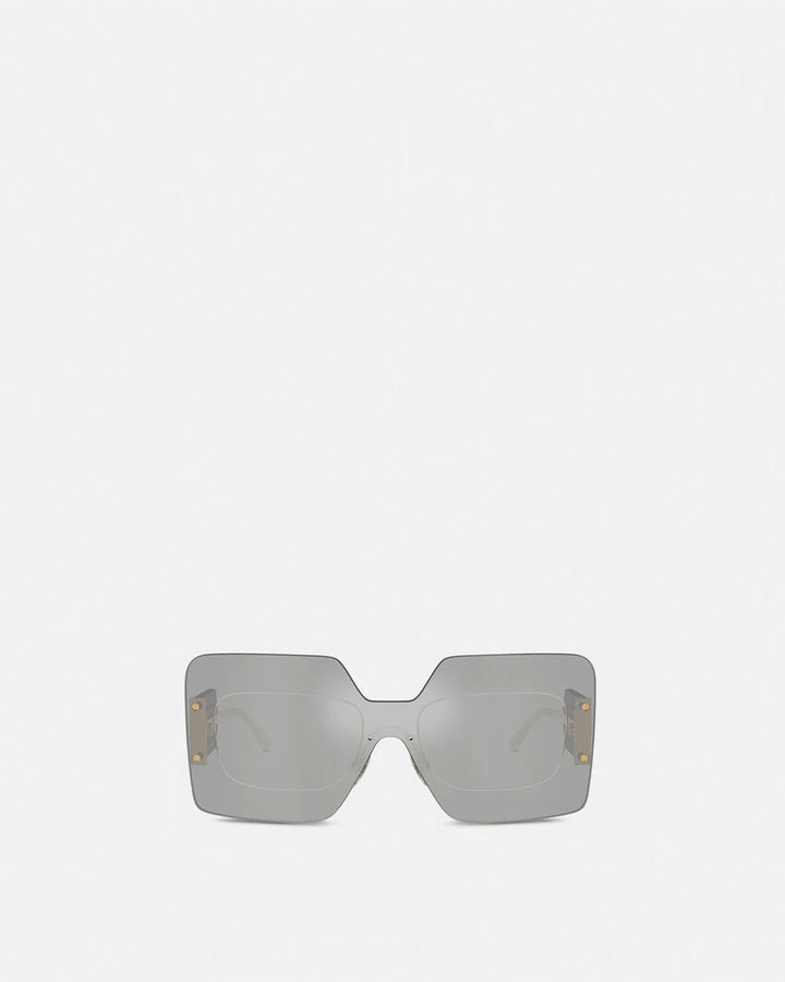 VERSACE DAMIER PLAQUE SQUARED SHIELD SUNGLASSES