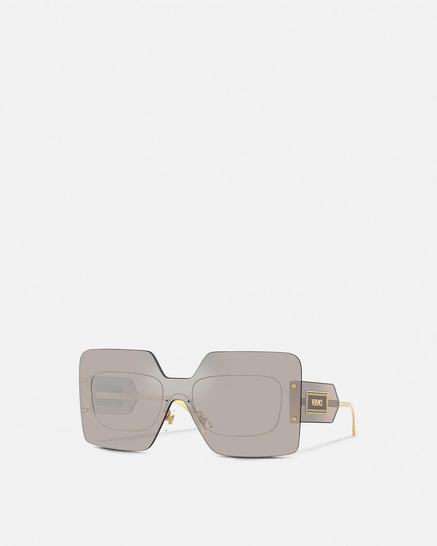 VERSACE DAMIER PLAQUE SQUARED SHIELD SUNGLASSES