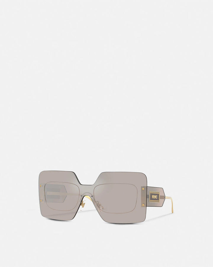VERSACE DAMIER PLAQUE SQUARED SHIELD SUNGLASSES