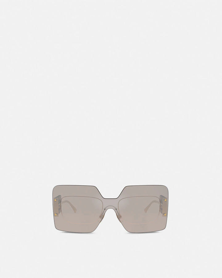VERSACE DAMIER PLAQUE SQUARED SHIELD SUNGLASSES