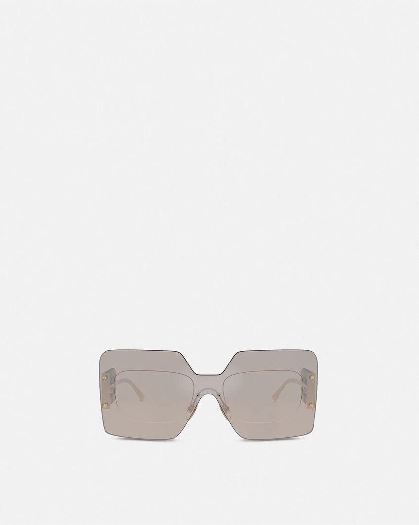 VERSACE DAMIER PLAQUE SQUARED SHIELD SUNGLASSES