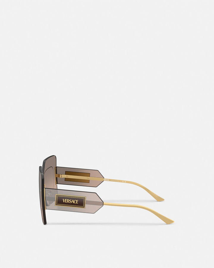 VERSACE DAMIER PLAQUE SQUARED SHIELD SUNGLASSES