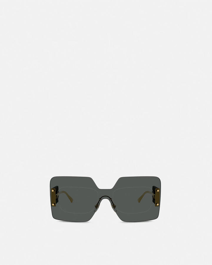 VERSACE DAMIER PLAQUE SQUARED SHIELD SUNGLASSES