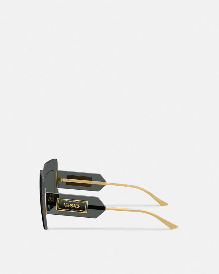 VERSACE DAMIER PLAQUE SQUARED SHIELD SUNGLASSES