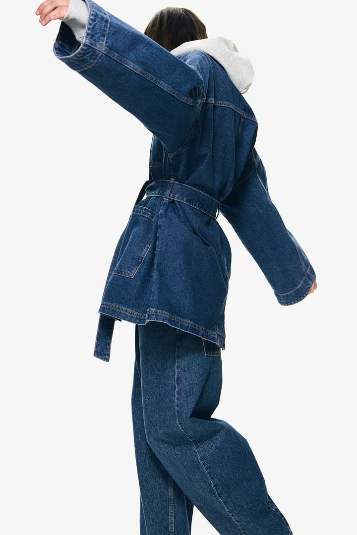 H&M Tie-Belt Denim Jacket