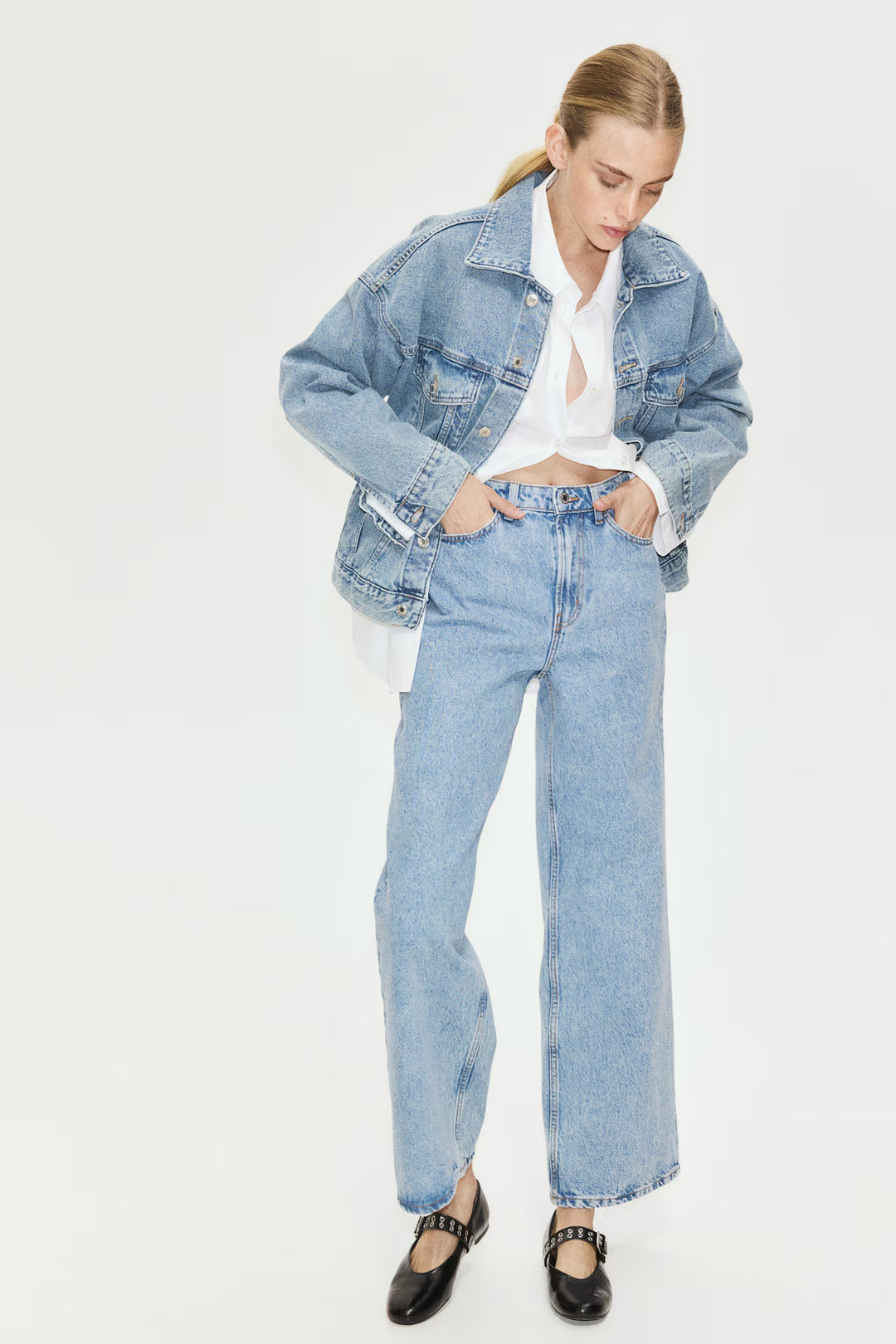 H&M Curvy Fit Wide Ultra High Jeans