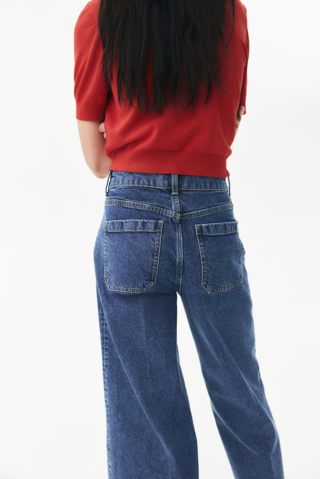 H&M High Rise Wide Leg Cropped Jeans
