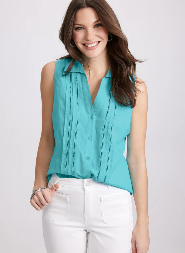 LAURA Sleeveless Linen Blouse