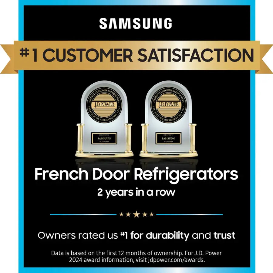 Samsung - 27 cu. ft. 3-Door French Door Counter Depth Smart Refrigerator with Dual Auto Ice Maker - Fingerprint Resistant Stainless Look