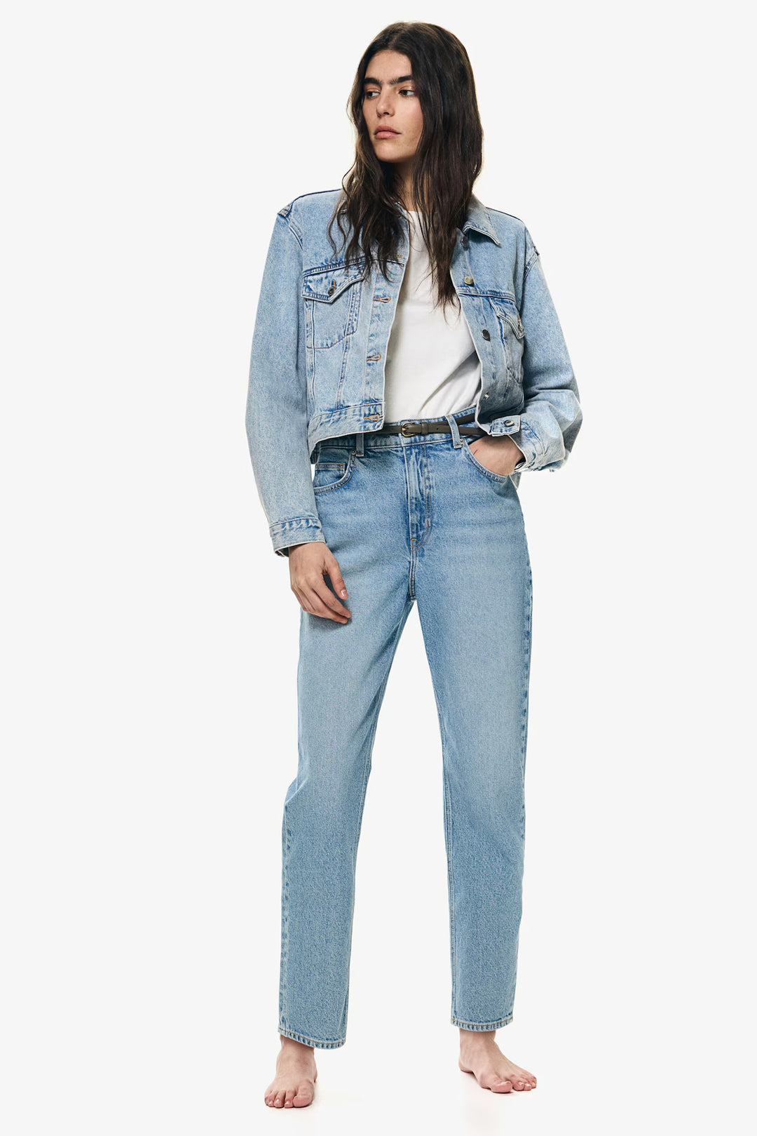 H&M High Rise Slim Leg Mom Jeans
