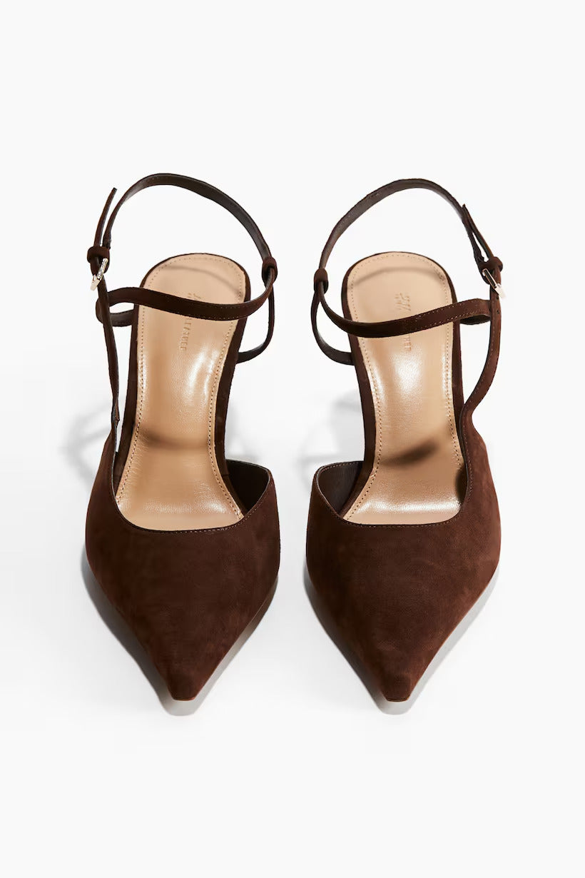H&M Pointed-Toe Leather Pumps