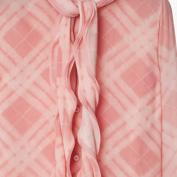 Burberry Ruffled Check Silk Blouse