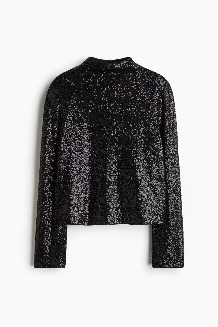 H&M Sequined Mock Turtleneck Top