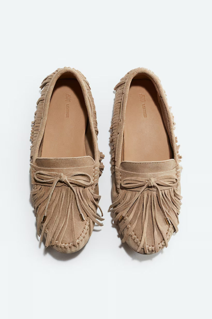 H&M Fringed Suede Loafers