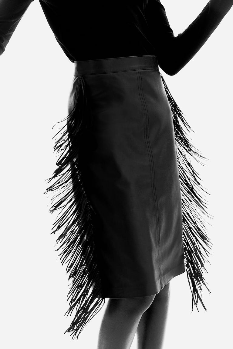 H&M Coated Skirt with Fringe